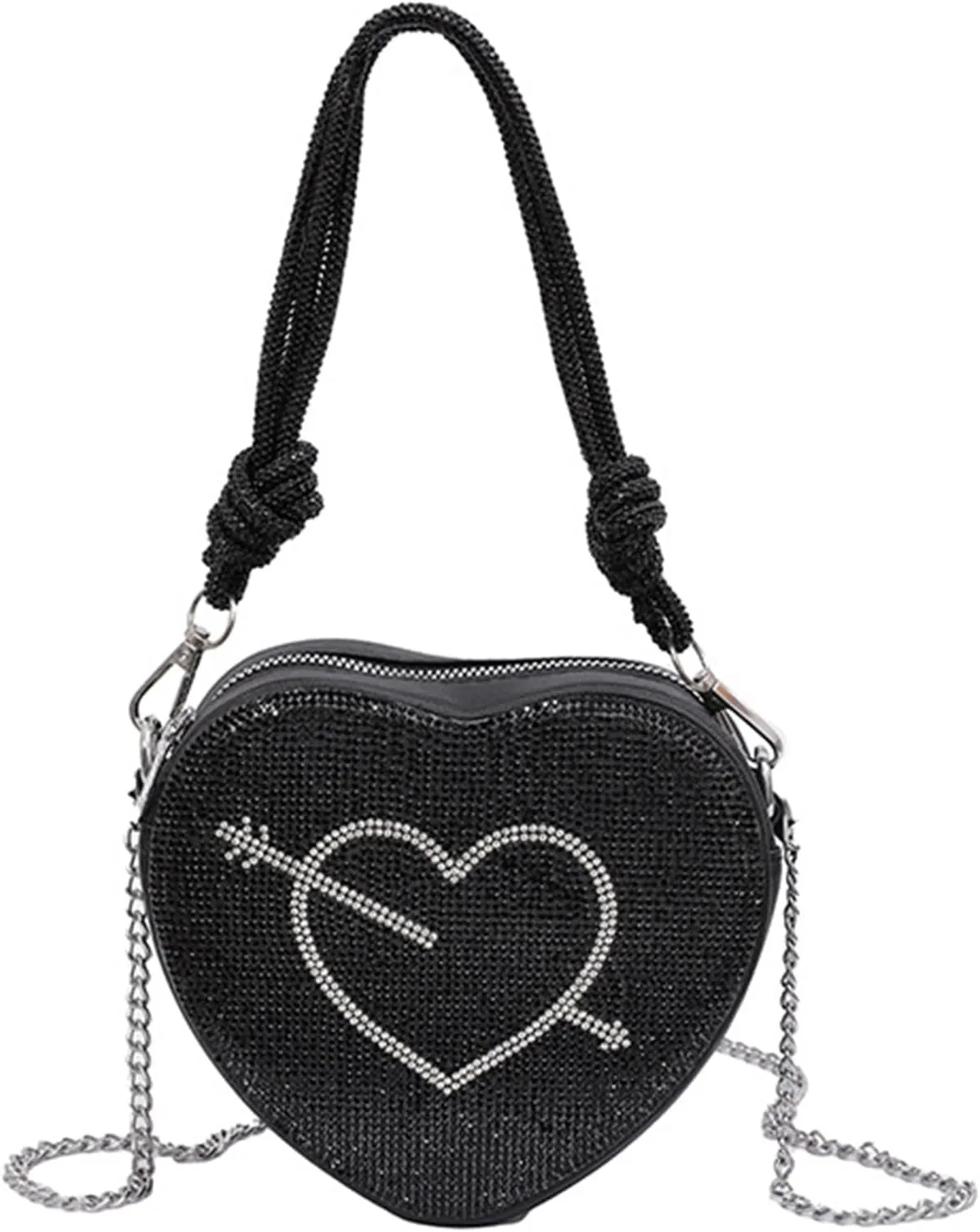 Shoulder BagsWomen Bag Heart Shaped Shoulder Bag Evening Clutches Bag Chain Strap Crossbody Bag Evening Handbag Purse