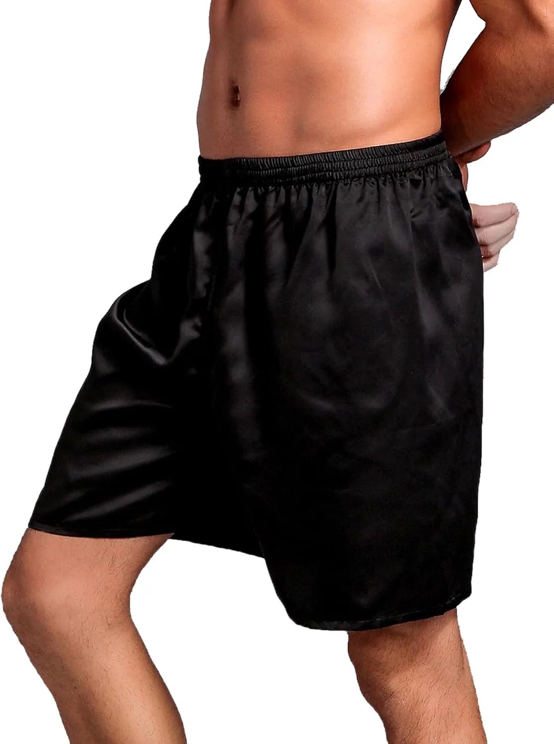Silk Shorts Men Mid Elastic Waist Pajamas Shorts Comfy Satin Pjs Pants Sleepwear Boxer Shorts Sissy Lounge Shorts