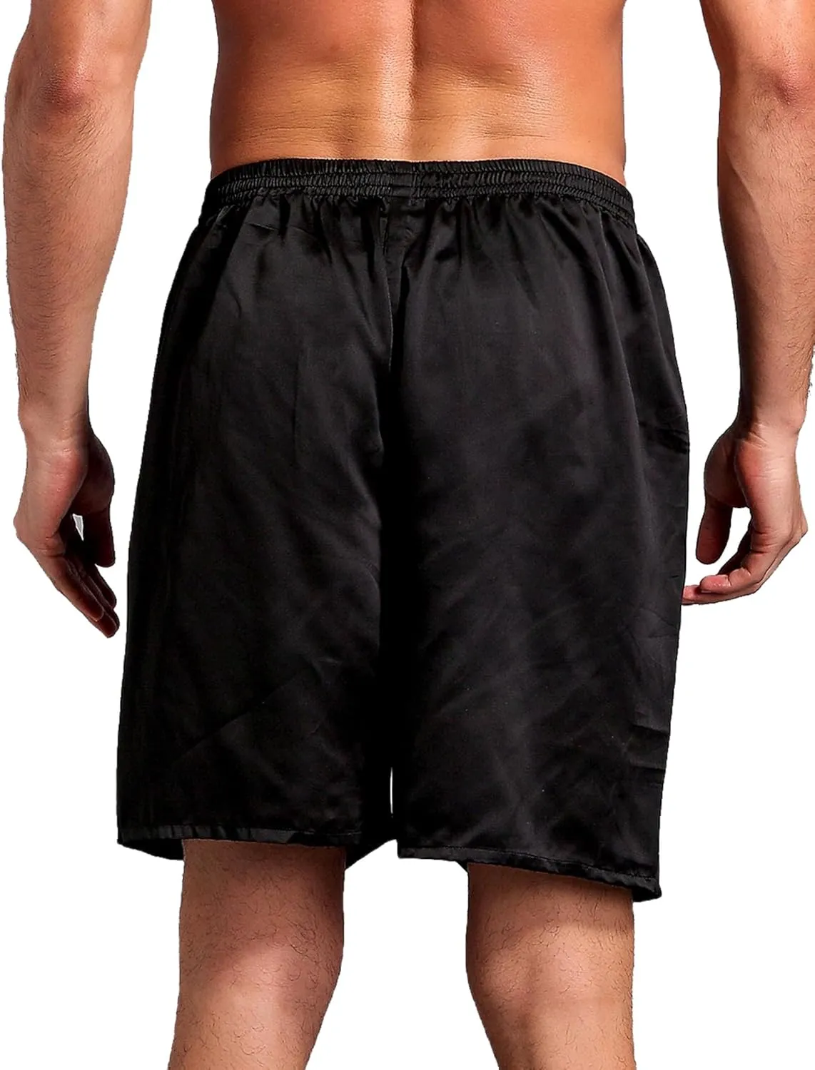 Silk Shorts Men Mid Elastic Waist Pajamas Shorts Comfy Satin Pjs Pants Sleepwear Boxer Shorts Sissy Lounge Shorts