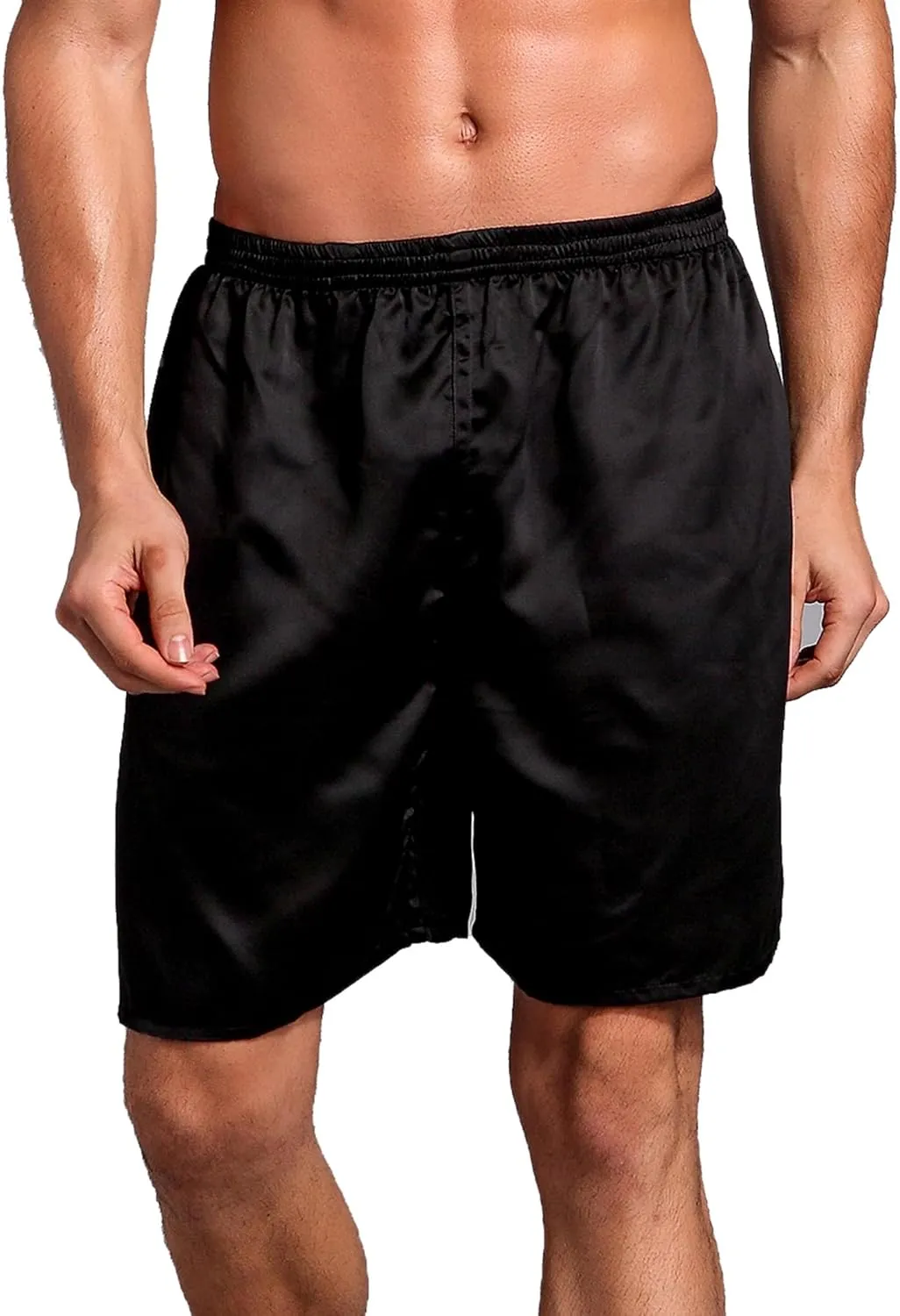 Silk Shorts Men Mid Elastic Waist Pajamas Shorts Comfy Satin Pjs Pants Sleepwear Boxer Shorts Sissy Lounge Shorts