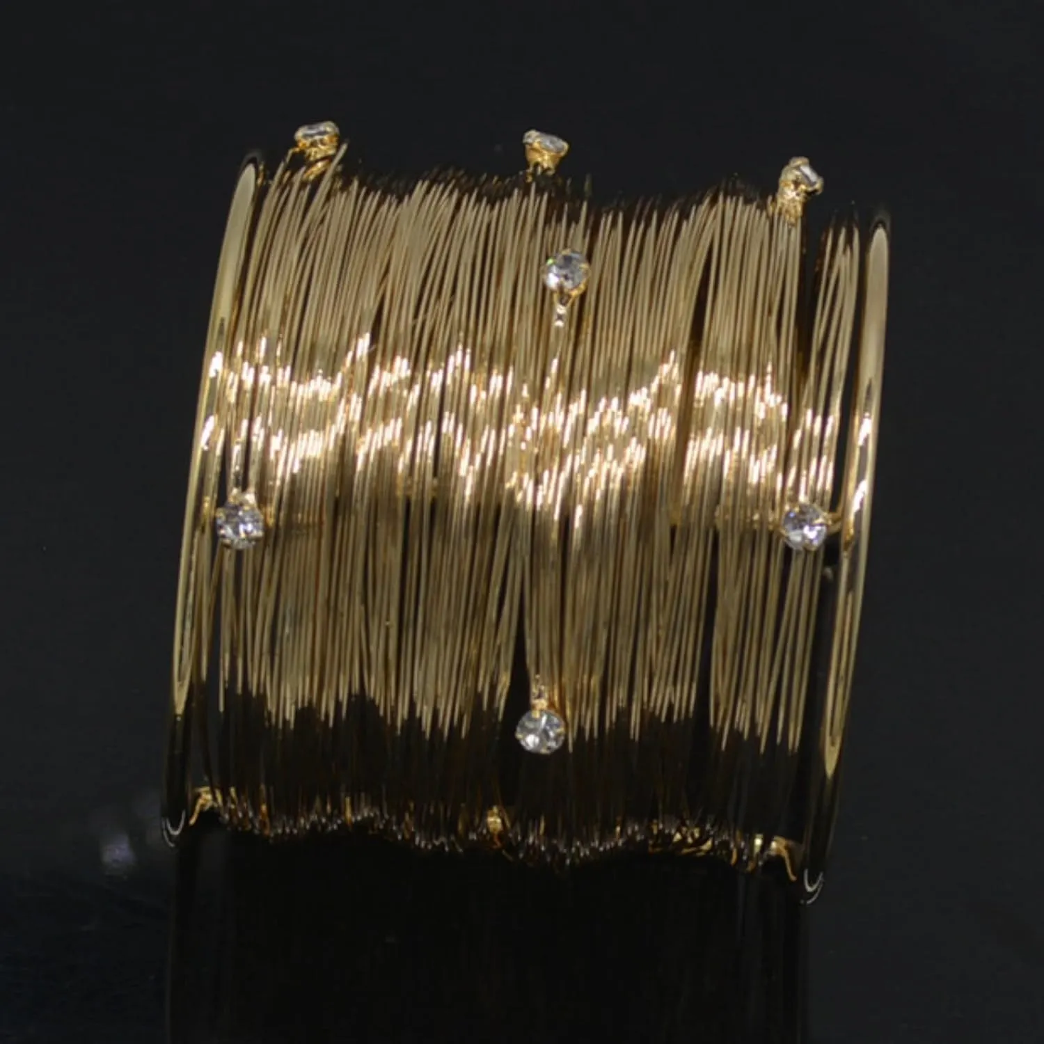 Silver Arm Cuffs Padme,Cuff Bangle Bracelet for Women,Open Wide Wire Gold Wrist Cuff Wrap Bracelet With Inlaid Diamonds