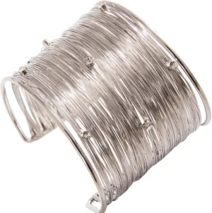Silver Arm Cuffs Padme,Cuff Bangle Bracelet for Women,Open Wide Wire Gold Wrist Cuff Wrap Bracelet With Inlaid Diamonds