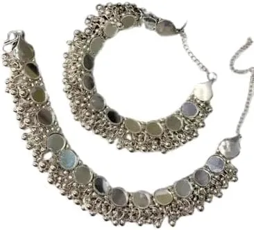 Silver-Plated Traditional Anklets Foot Jewelry for Women - Ethnic Fashion Accessory for Special Occasions, Gifts, and Celebrations