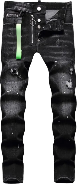 Slim Fit Stretch Skinny Jeans for Men Fashion Button Trousers Straight Leg Comfort Denim Pants