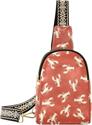 Small Sling Bag for Women Crawfish Lobster PC Leather Fanny Pack Crossbody Fashion Waist Packs Chest Bag for Travel Sports Running Hiking