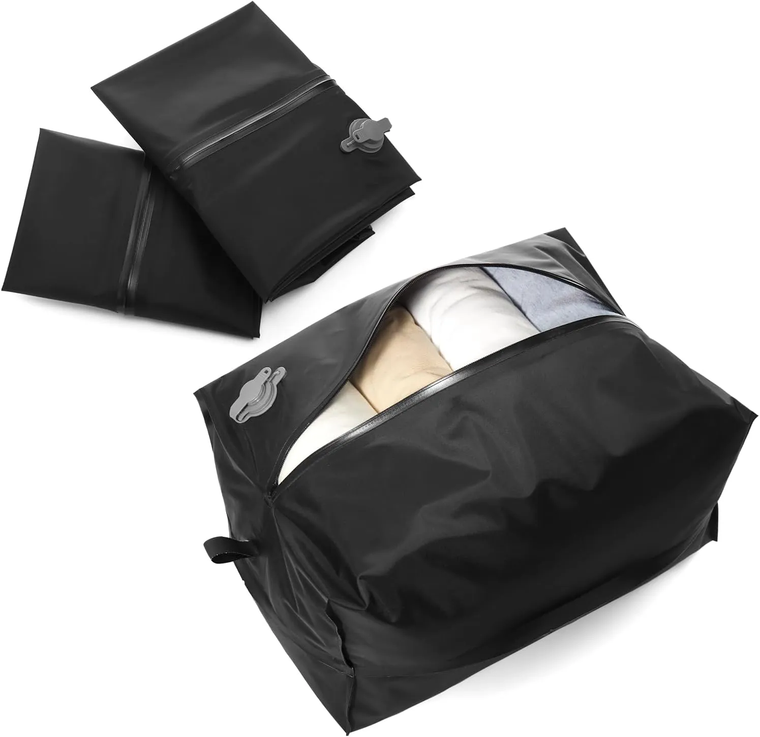 Small Travel Vacuum Bags for Clothing,Airback Backpack Travel Pack Vacuum kit,Waterproof Vacuum Seal Backpack for Luggage,Space BagsBlack 1PC No Pump19L