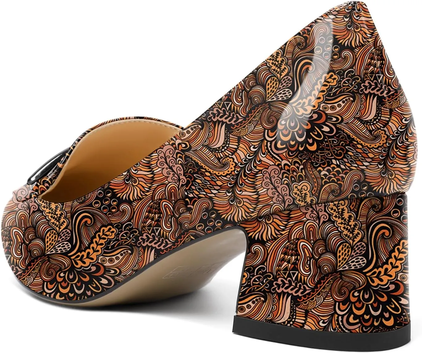 Soireelady Womens Block Heel Low Chunky Heels, Pointed Toe Loafer Heels Slip On Dress Shoes 2''