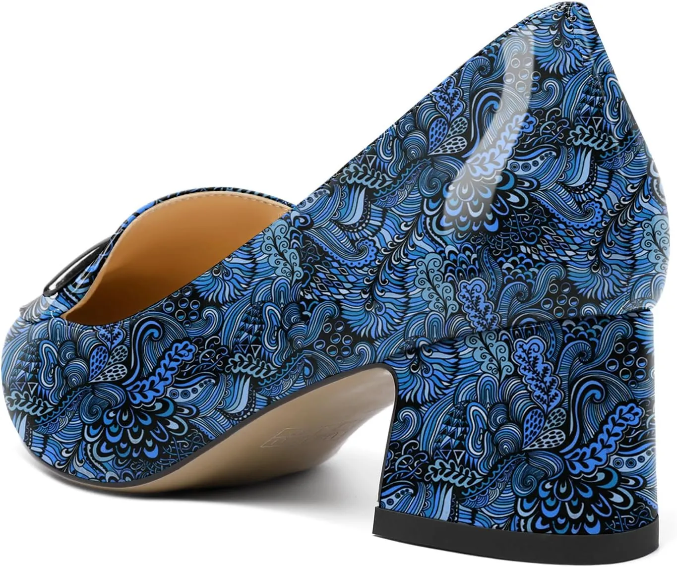 Soireelady Womens Block Heel Low Chunky Heels, Pointed Toe Loafer Heels Slip On Dress Shoes 2''