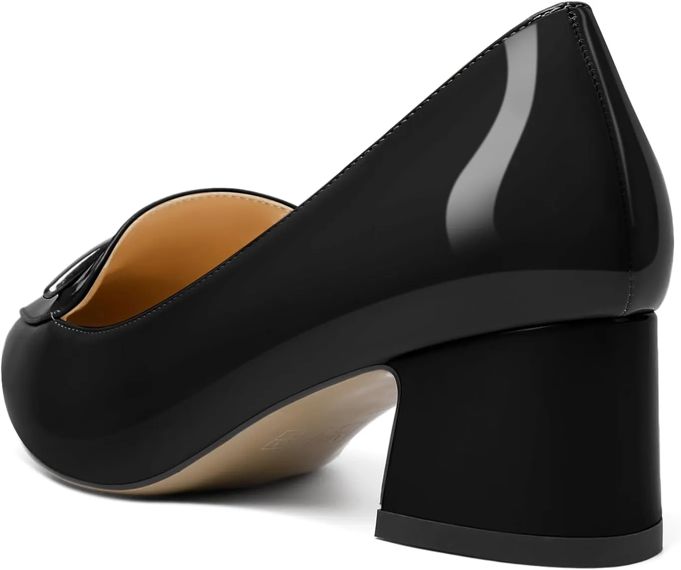 Soireelady Womens Block Heel Low Chunky Heels, Pointed Toe Loafer Heels Slip On Dress Shoes 2''