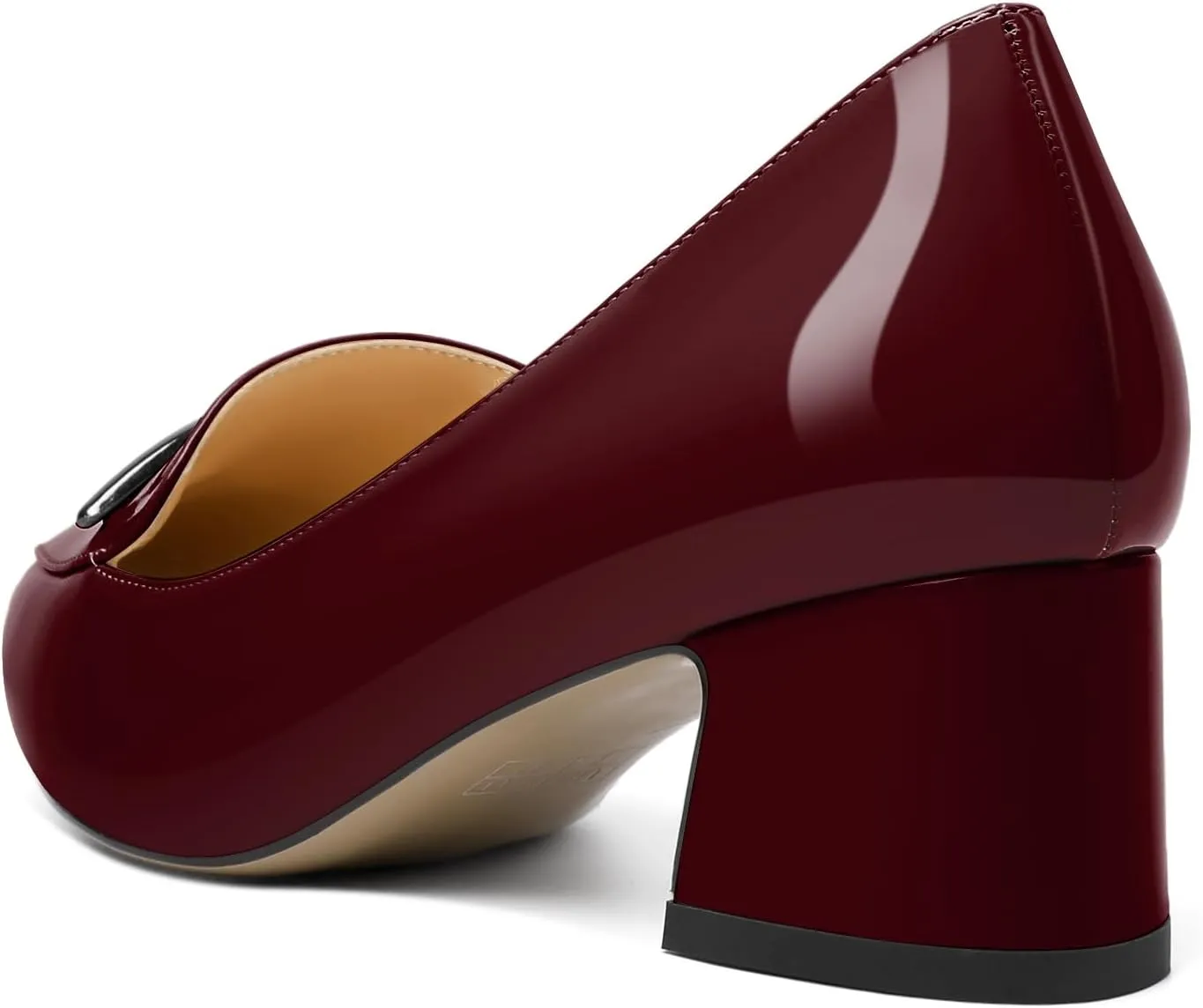 Soireelady Womens Block Heel Low Chunky Heels, Pointed Toe Loafer Heels Slip On Dress Shoes 2''