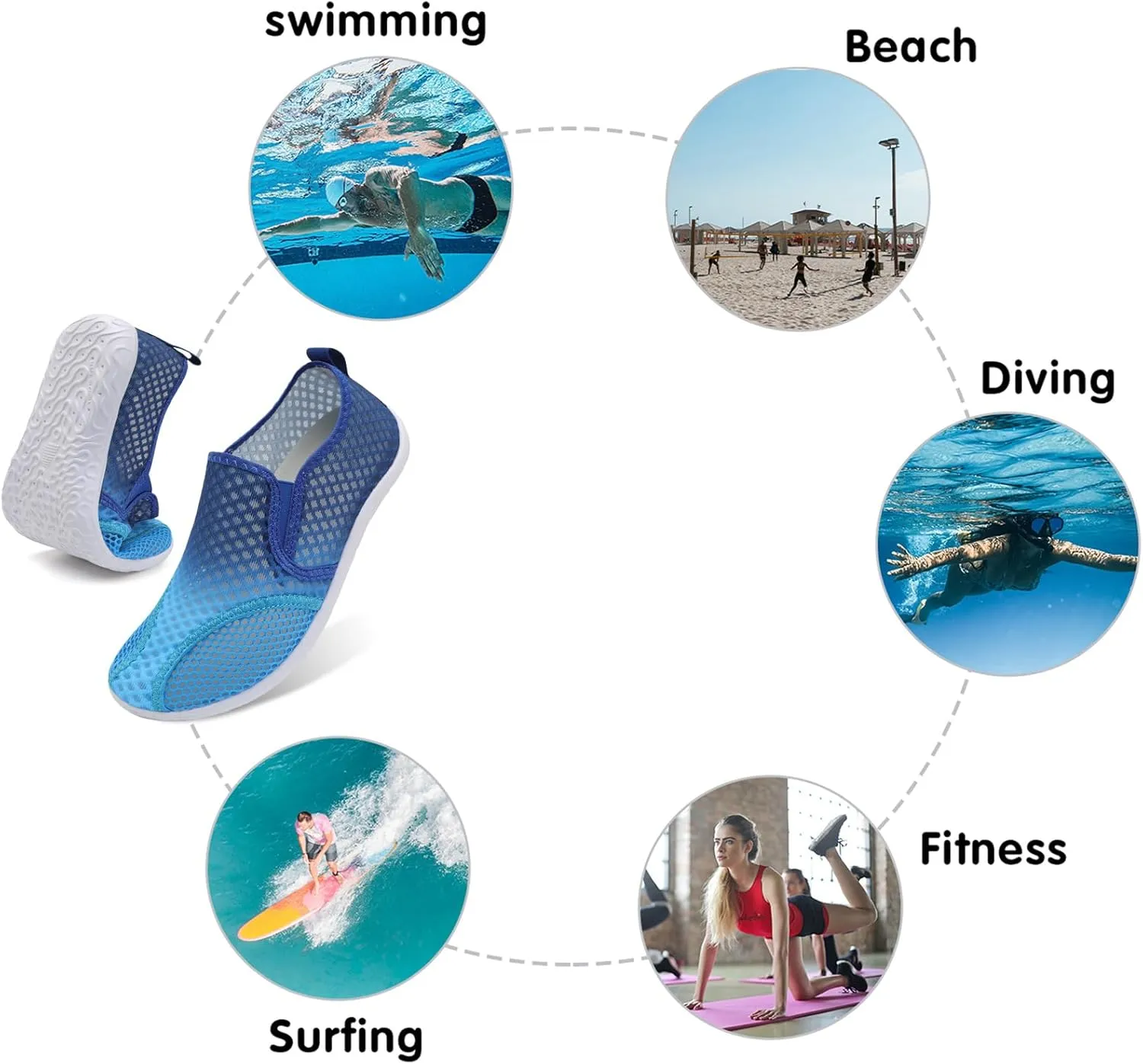 Spesoul Water Shoes for Women Men Quick-Dry Swim Shoes Barefoot Aqua Socks Breathable Beach Sandals for Pool Surf Travel Camping Yoga Outdoor Sports