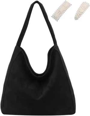 Suede Hobo Bags for Women Suede Shoulder Tote Bag Slouchy Hobo Crescent Handbag Retro Fall Bag for Work Shopping