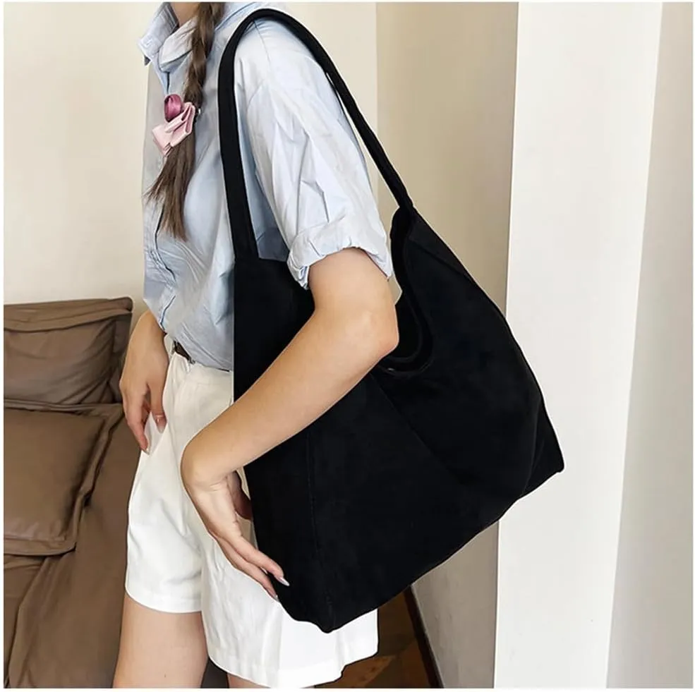 Suede Hobo Bags for Women Suede Shoulder Tote Bag Slouchy Hobo Crescent Handbag Retro Fall Bag for Work Shopping