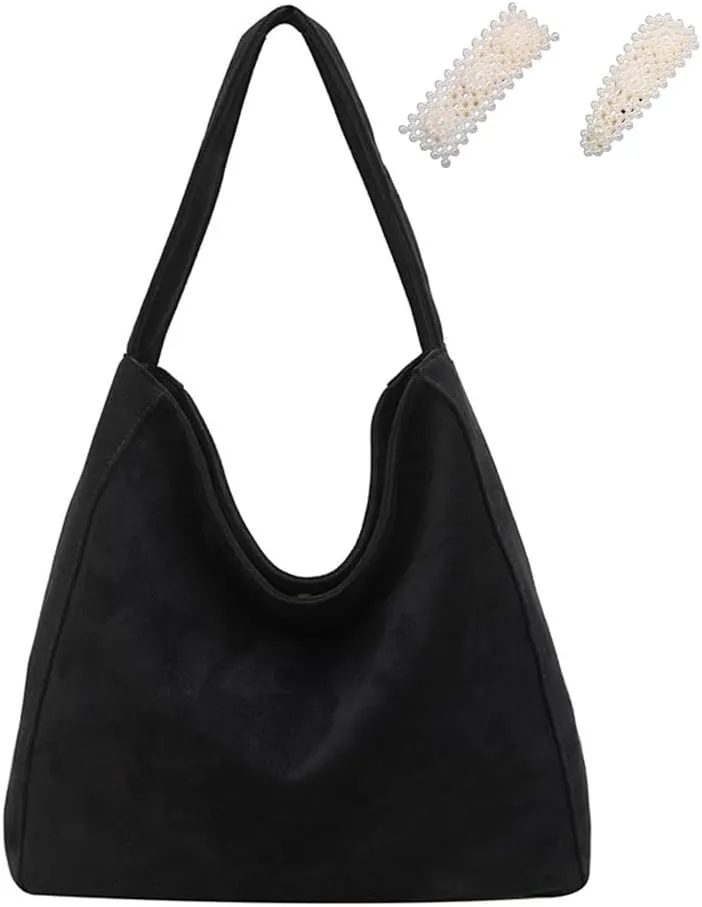 Suede Hobo Bags for Women Suede Shoulder Tote Bag Slouchy Hobo Crescent Handbag Retro Fall Bag for Work Shopping