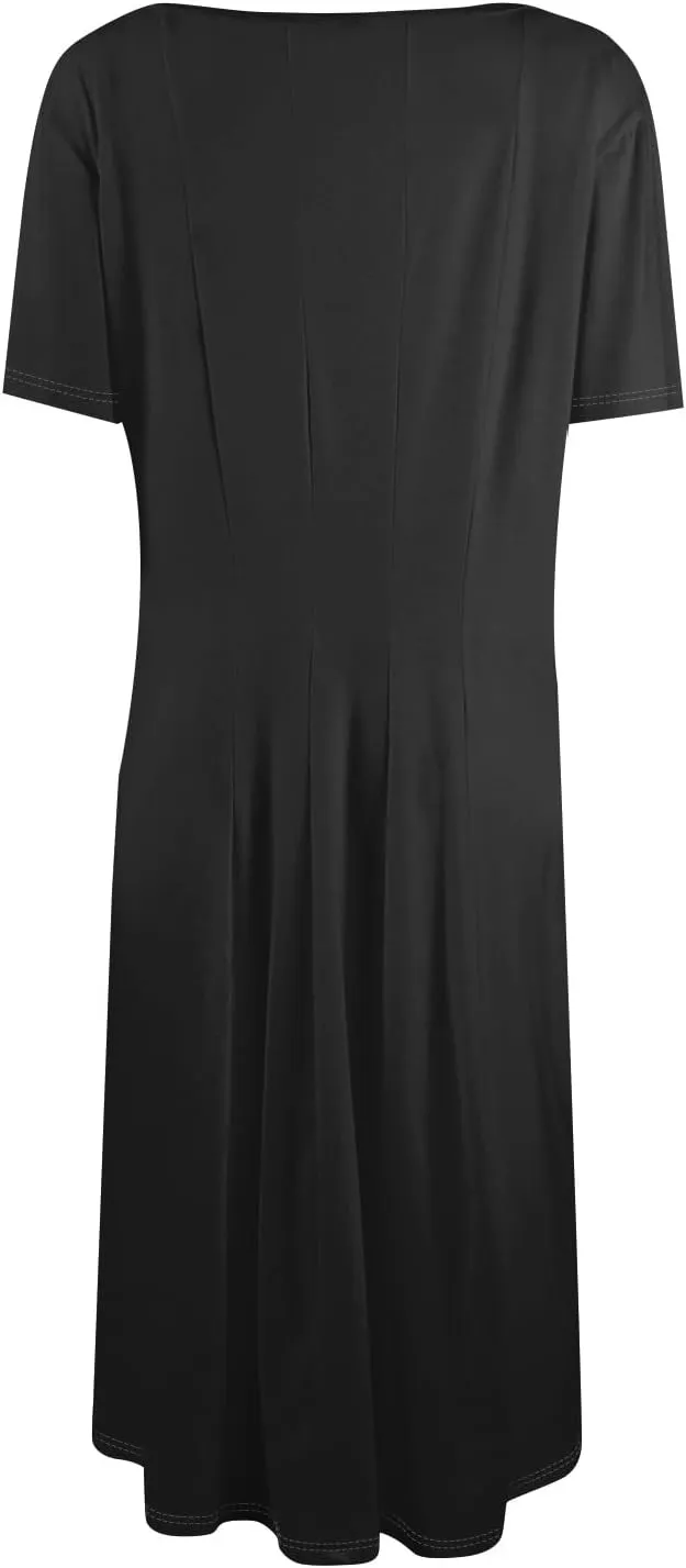 Summer Dresses for Women 2025 Trendy Short Sleeve Scoop Neck Print Beach Boho Tshirt Dress with Pockets
