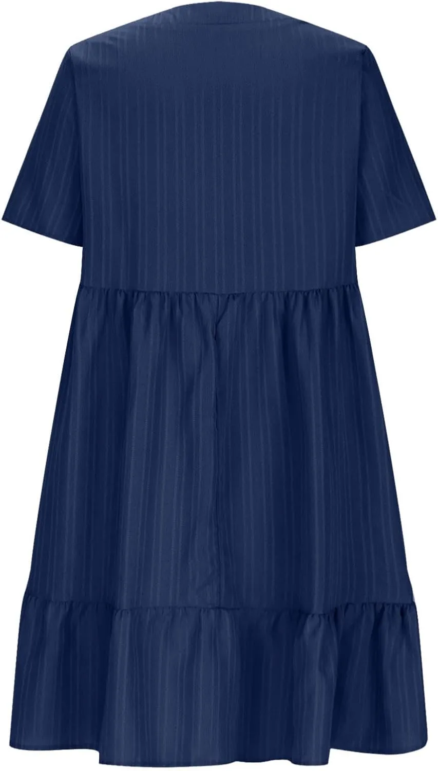 Summer Dresses for Women Short Sleeve V Neck Vacation T Shirt Dress Ruffle Pleated Flowy Beach Sundresses