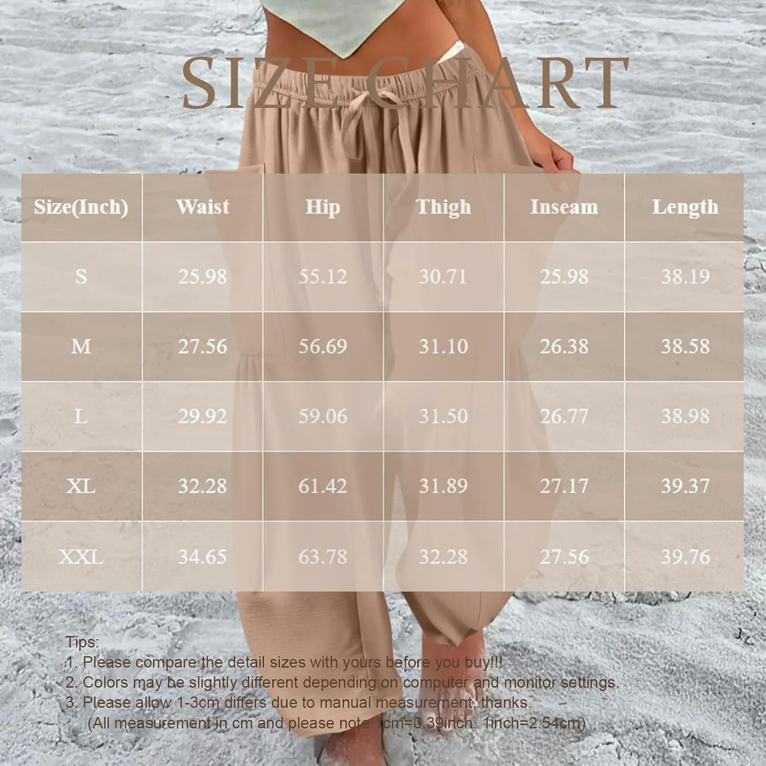 Summer Women Pants Linen Boho Wide Leg Elastic Waist Solid Palazzo Casual Pants Drawstring Pleated Clothes with Pockets