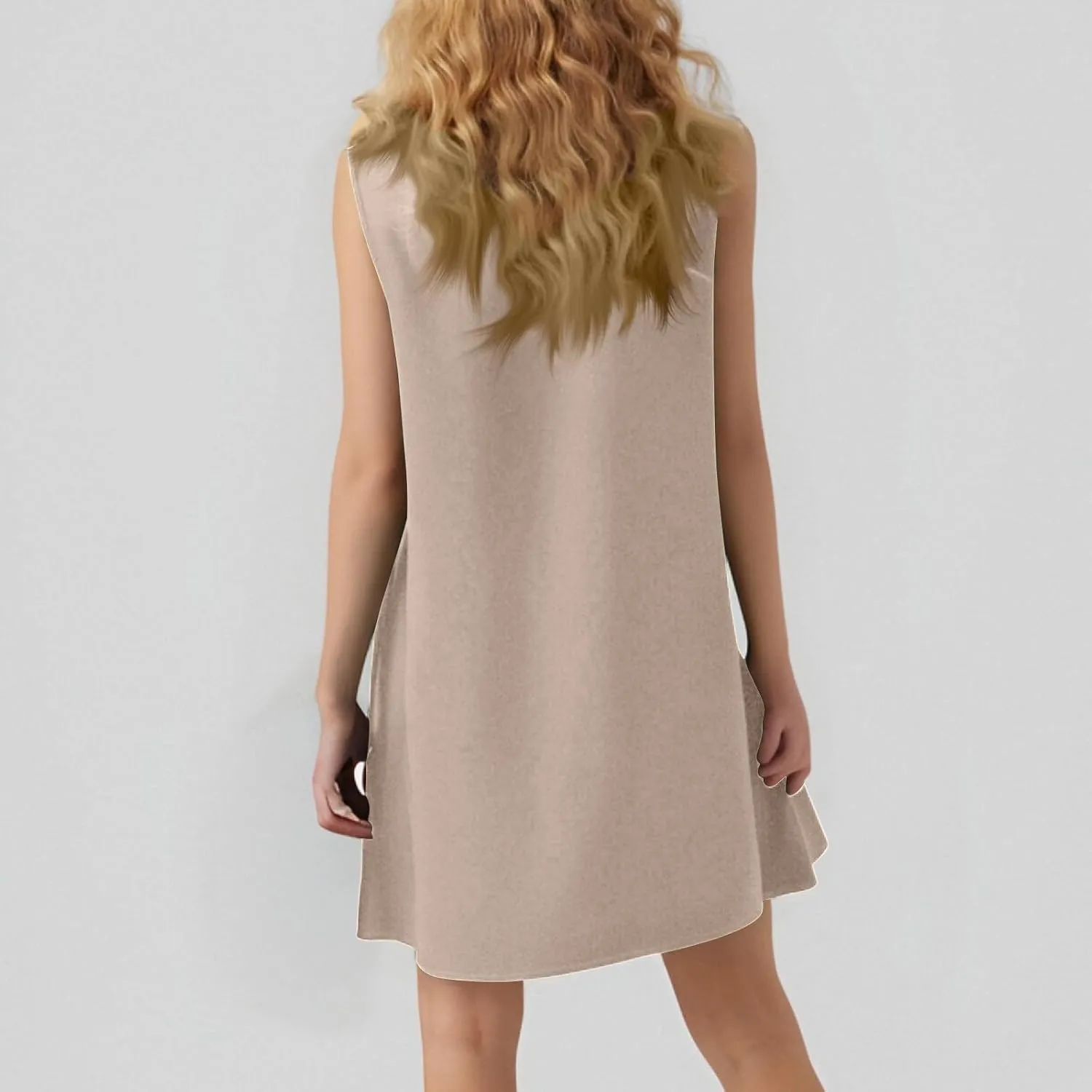 Summer Womens Sundress for 2113 Fashionable Casual Sleeveless Round Neck Ruffle Dresses Mini Ruffle Dress