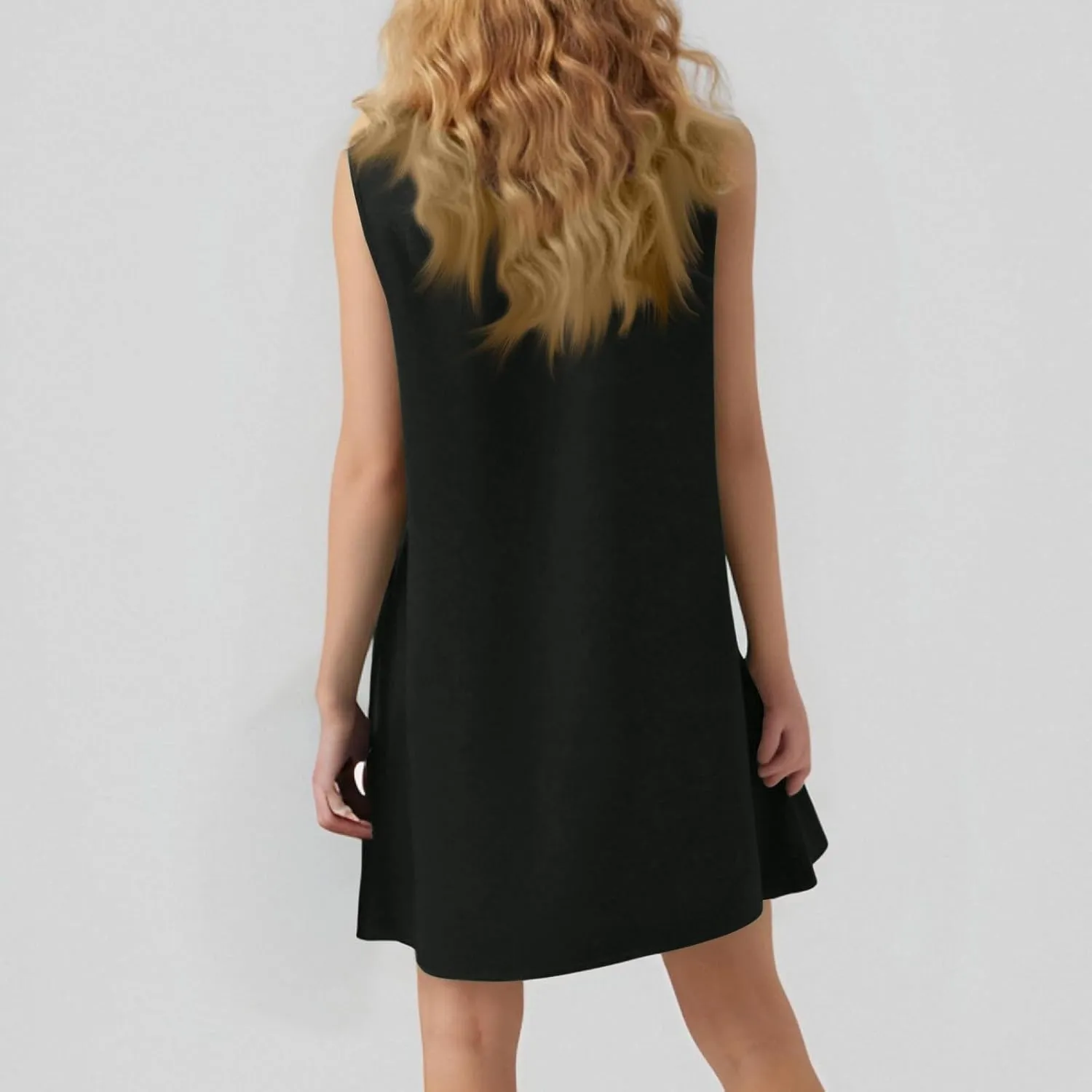 Summer Womens Sundress for 2113 Fashionable Casual Sleeveless Round Neck Ruffle Dresses Mini Ruffle Dress
