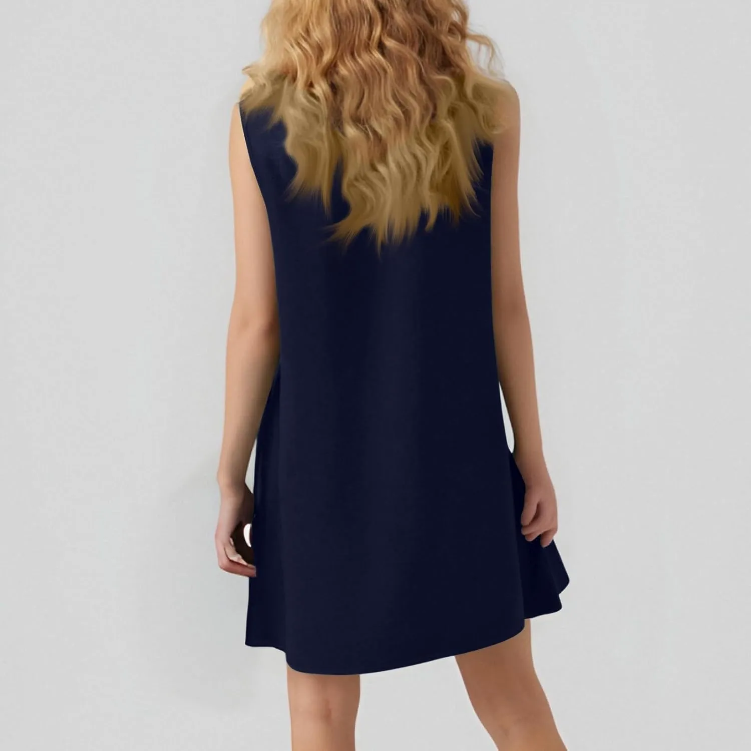 Summer Womens Sundress for 2113 Fashionable Casual Sleeveless Round Neck Ruffle Dresses Mini Ruffle Dress