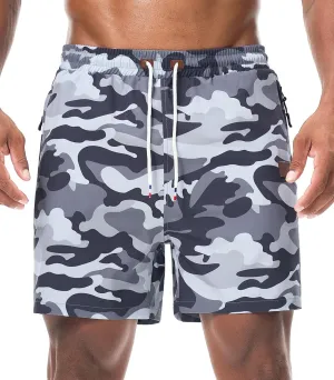 Surenow Mens Casual Shorts Running Gym Shorts Drawstring Elastic Waist Shorts Stretch Summer Beach Shorts with Zipper Pockets