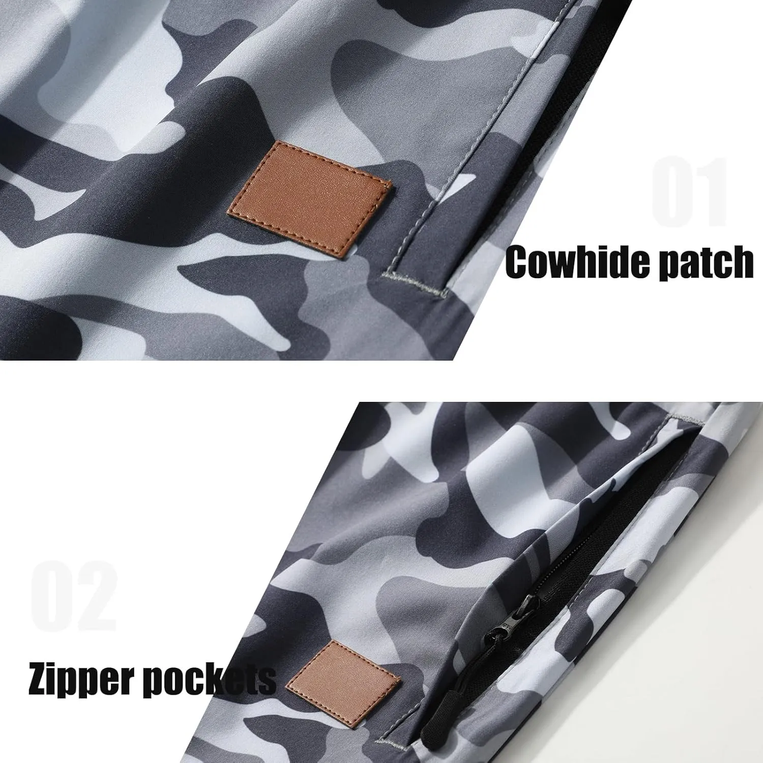 Surenow Mens Casual Shorts Running Gym Shorts Drawstring Elastic Waist Shorts Stretch Summer Beach Shorts with Zipper Pockets