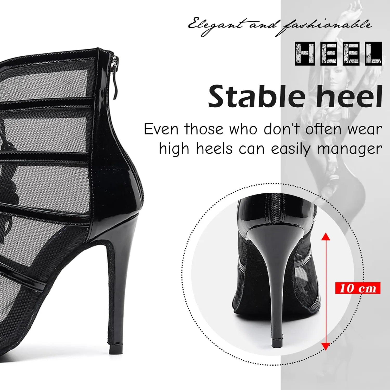 SWDZM Women's Ballroom Latin Salsa Dance Shoes Lace-up Open-Toe Dance Boots Mesh Performance Professional Dance Heels Boots