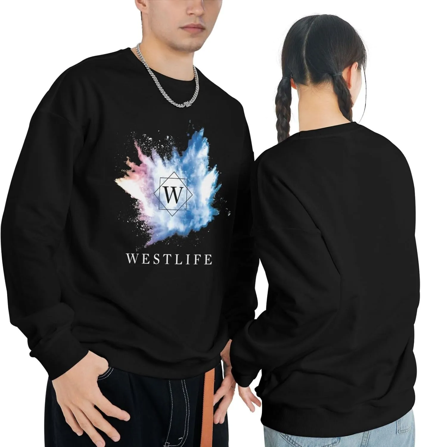 Sweatshirt Men's Casual Long Sleeve Print Crewneck Fleece Pullovers Winter Tops