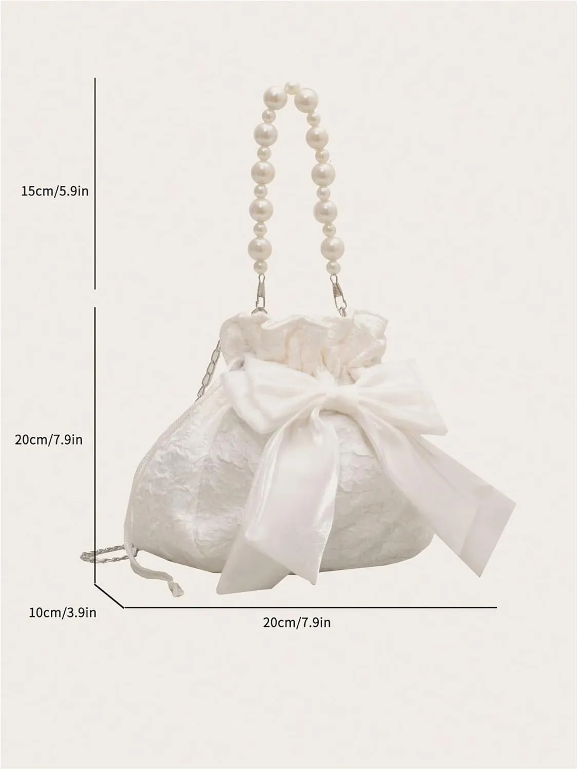SweatyRocks Women's Bow Textured Beaded Drawstring Crossbody Bucket Bags Mini Purses