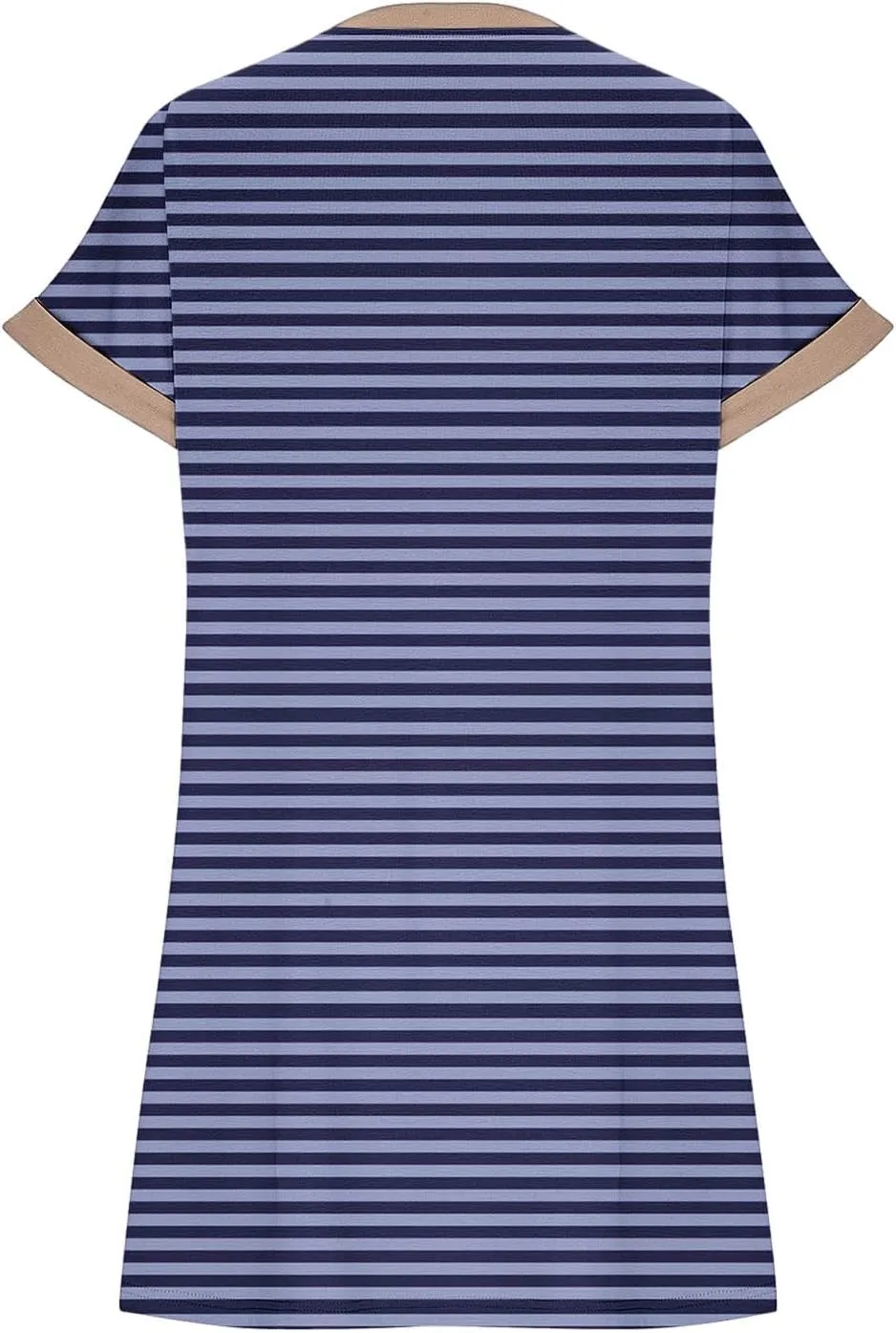 TANGNADE Womens Striped Summer Dresses Crewneck Cap Short Sleeve Midi Dress Casual A Line Tshirt Dress with Pockets