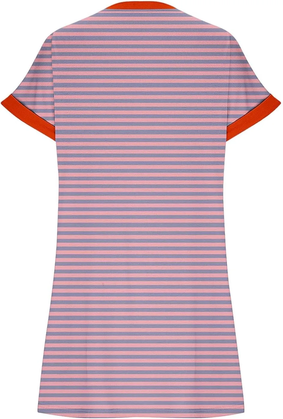 TANGNADE Womens Striped Summer Dresses Crewneck Cap Short Sleeve Midi Dress Casual A Line Tshirt Dress with Pockets