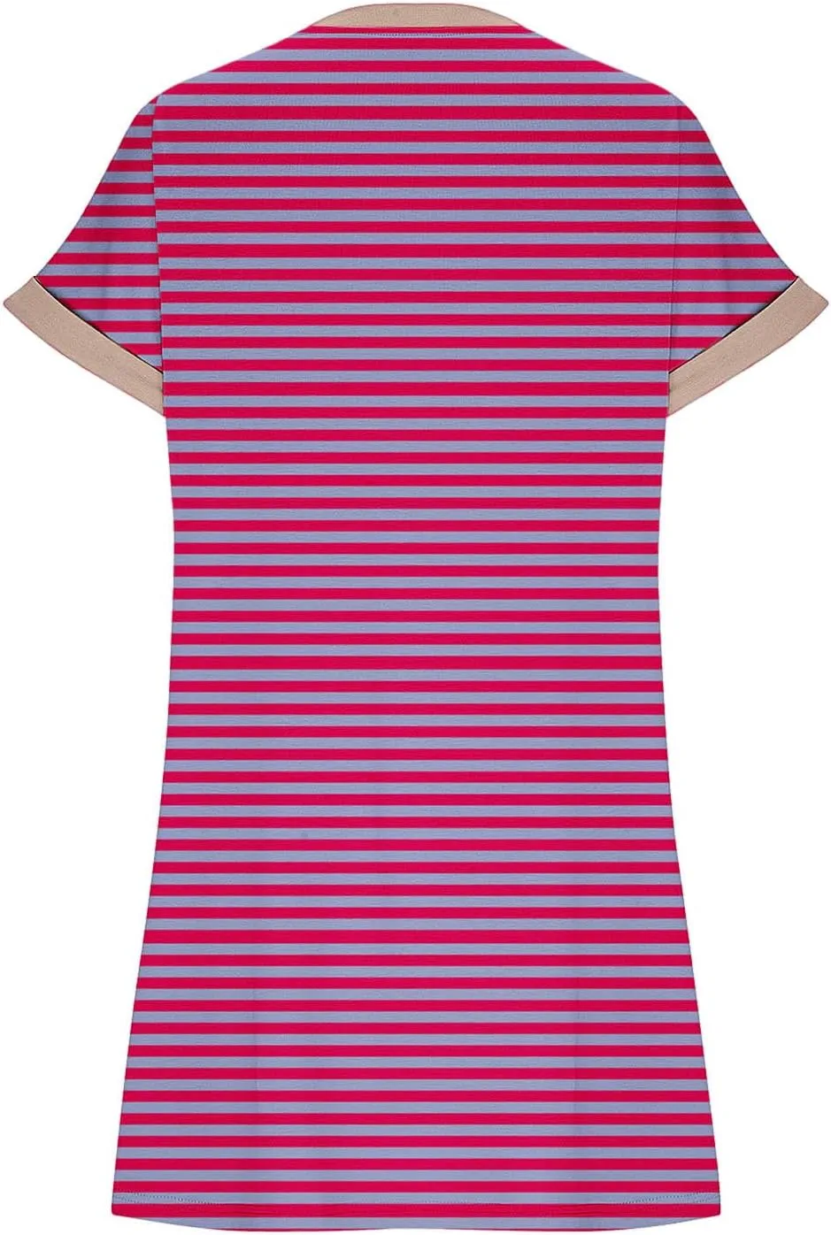 TANGNADE Womens Striped Summer Dresses Crewneck Cap Short Sleeve Midi Dress Casual A Line Tshirt Dress with Pockets