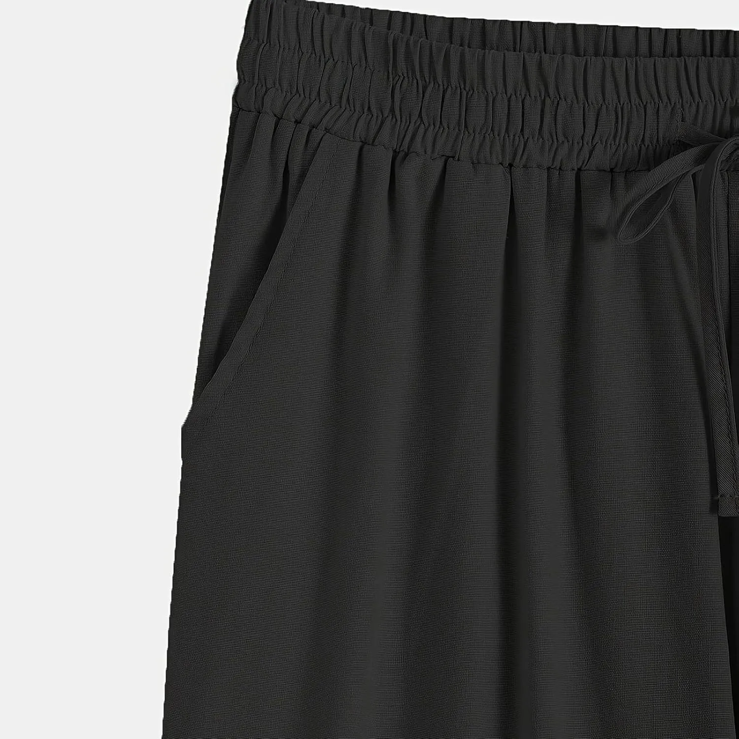 TANGNADE Women's Summer Casual Linen Pants Elastic Waist Relaxed Fit Drawstring Leg Crop Pants Beach Trousers with Pockets