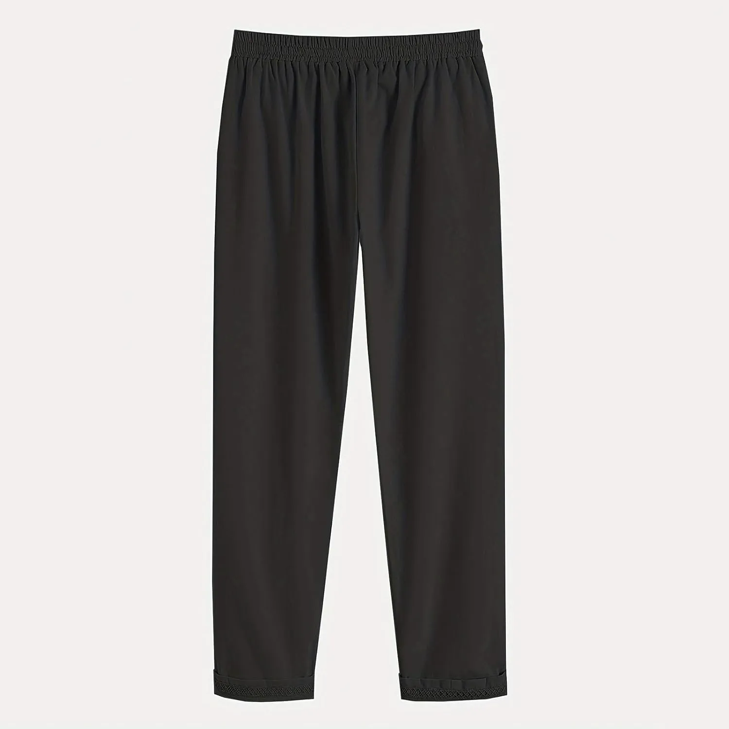TANGNADE Women's Summer Casual Linen Pants Elastic Waist Relaxed Fit Drawstring Leg Crop Pants Beach Trousers with Pockets