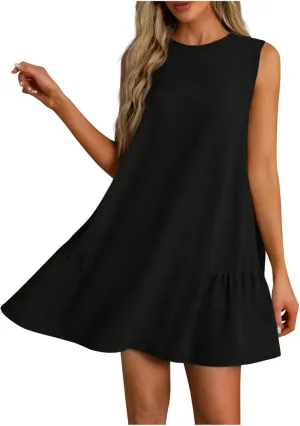 Tank Dresses for Women 2025 Solid Color Flowy Beach Sundresses Casual Vacation Summer Trendy Clothing