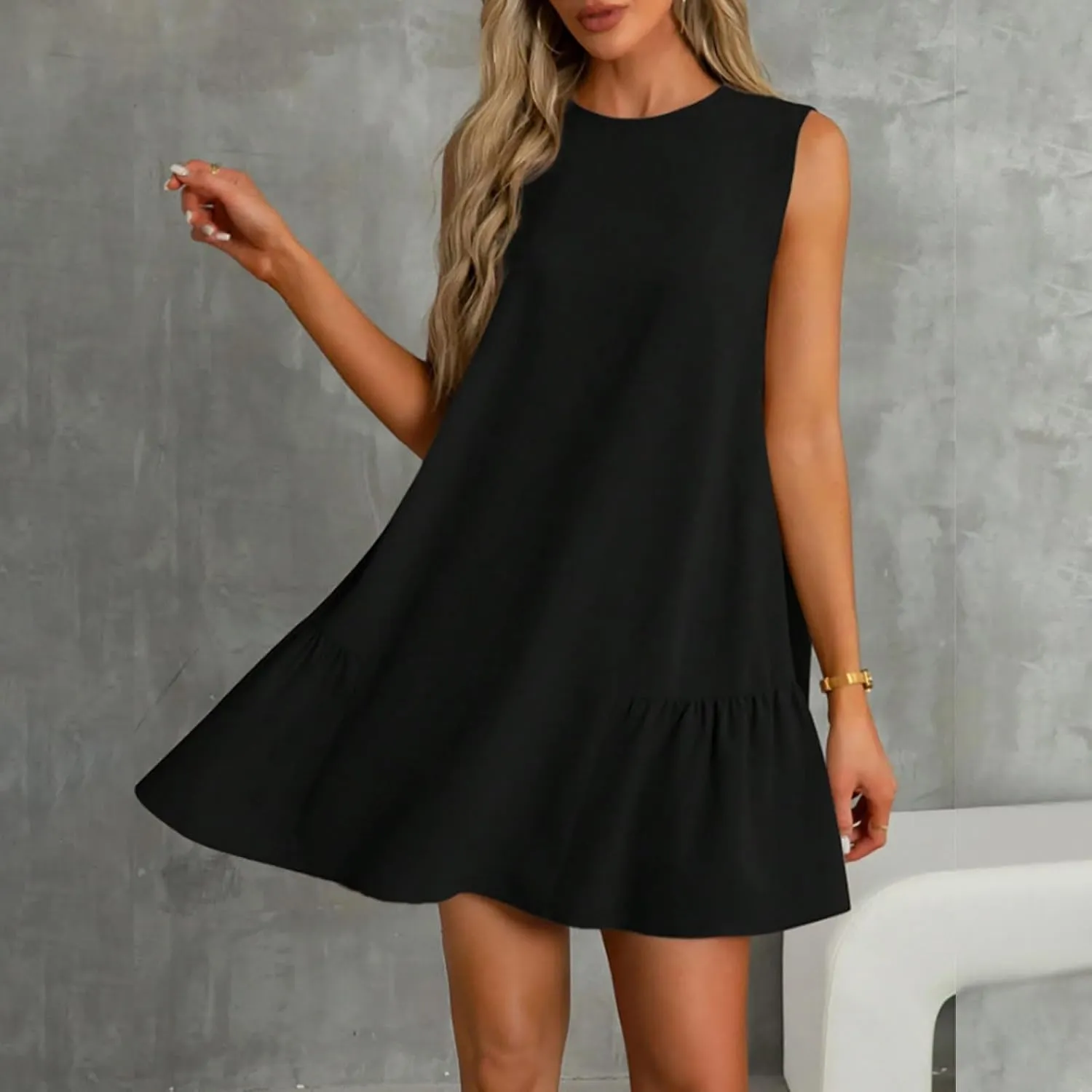 Tank Dresses for Women 2025 Solid Color Flowy Beach Sundresses Casual Vacation Summer Trendy Clothing