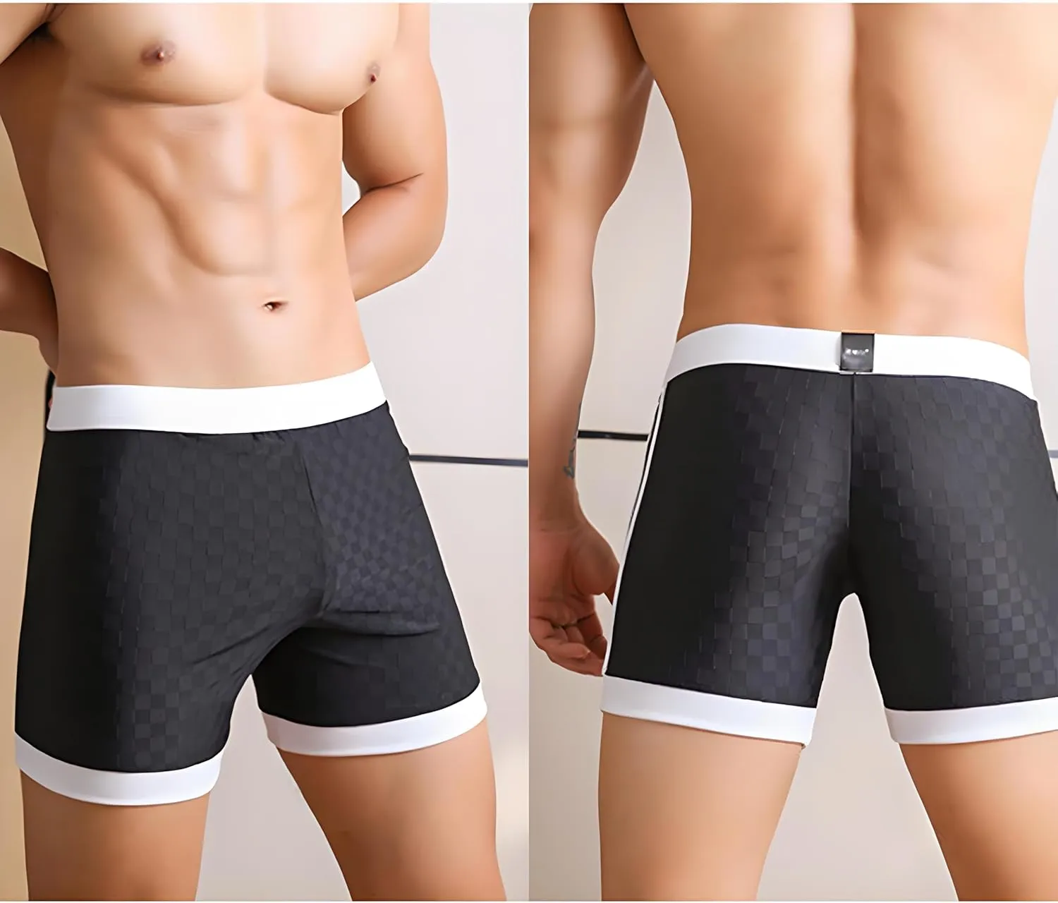 TAPUU Mens Satin Plaid Boxer Shorts Cooling Pajama Shorts