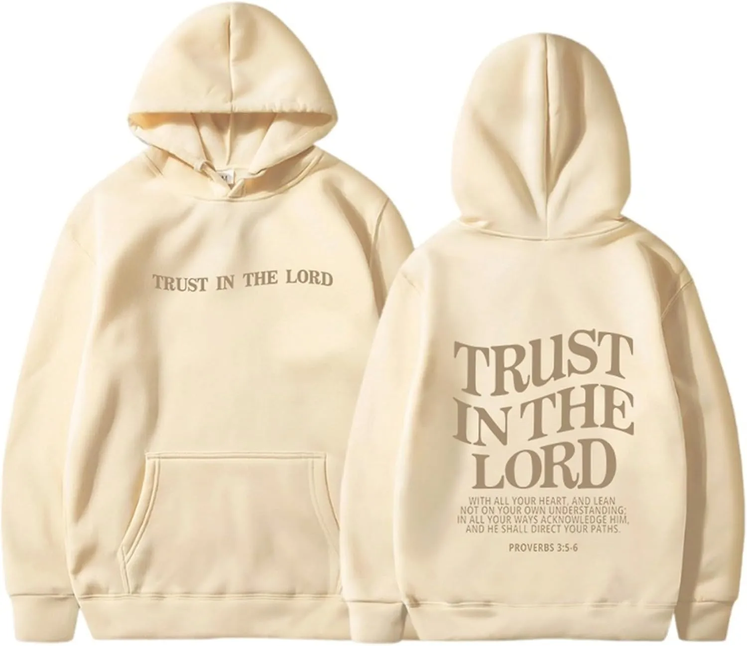 Trust In The Lord Christian Graphic Hoodies Trendy Shape Printed Outfit with Pocket Oversize Fall Winter Fashion 2024