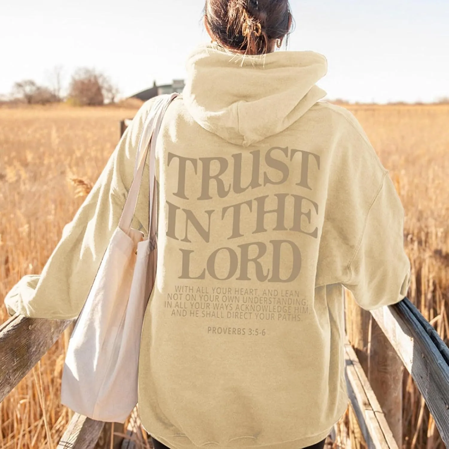 Trust In The Lord Christian Graphic Hoodies Trendy Shape Printed Outfit with Pocket Oversize Fall Winter Fashion 2024