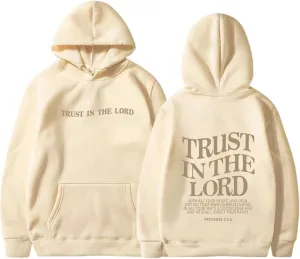 Trust In The Lord Christian Graphic Hoodies Trendy Shape Printed Outfit with Pocket Oversize Fall Winter Fashion 2024