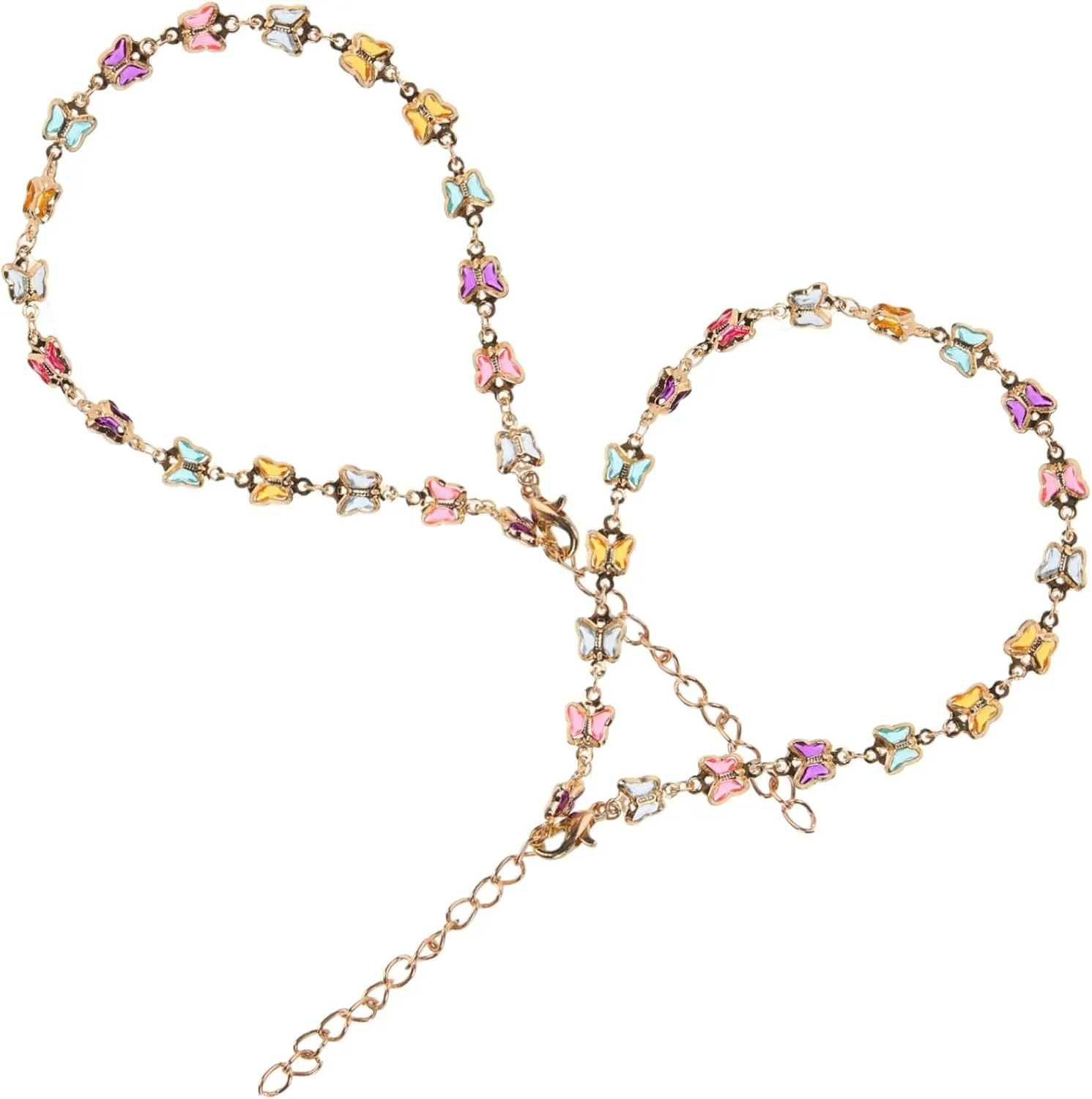 Unique Women Metal Anklet 2pcs Butterfly Decor Ankle Chain Versatile Decorative Anklets for Girls