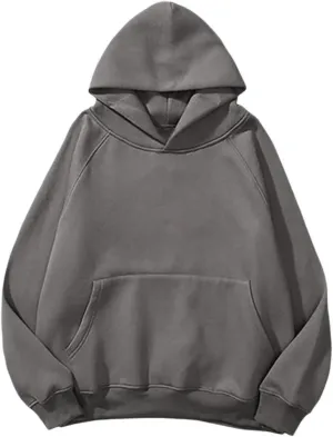 Unisex Basic Loose Hoodie Sweatshirt Long Sleeve Pocket Drop Shoulder Pullovers