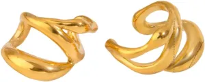 Unisex Gold-Plated Stainless Steel Abstract Irregular Line Hollow Ear Cuffs