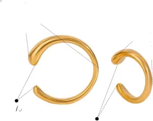 Unisex Gold-Plated Stainless Steel Smooth C-Shape Ear Cuffs