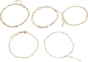 VALICLUD 5pcs Vintage Metal Anklet Women Adjustable Foot Chains Elegant Alloy Anklets for Parties Versatile Jewelry for Various Occasions