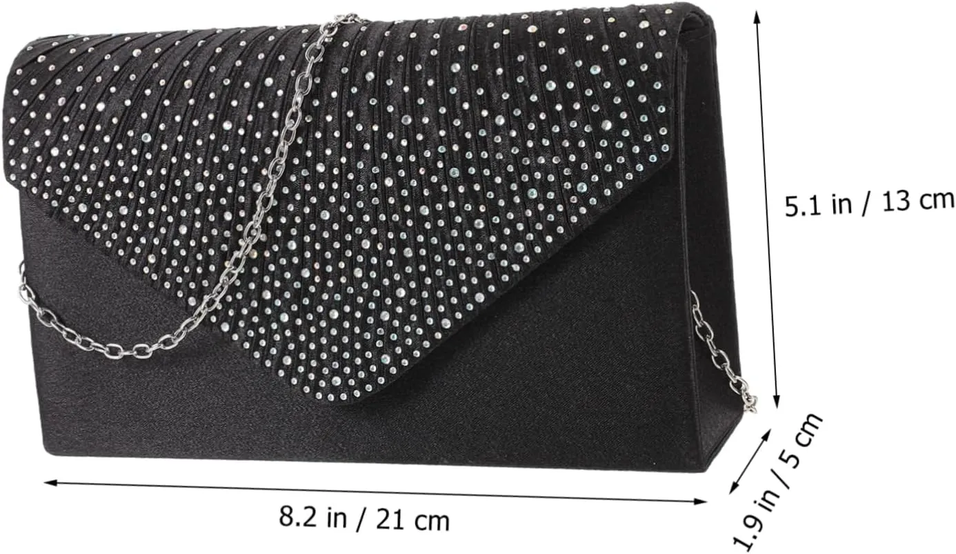 VALICLUD Dinner Bag Womens Evening Handbags Sequin Purse Rhinestone Bag Clutch Bags for Women Bridal Purse Black