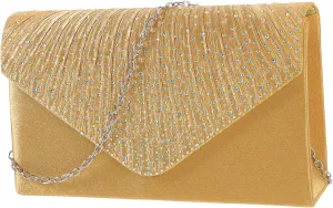 VALICLUD Handmade Bridal Clutch Bag Polyester Fabric Evening Pouch Ab Rhinestones Decorated Dress Purse for Wedding Events