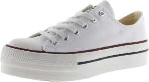 victoria Girls Tribu Canvas Platform Trainers, White,13 M US