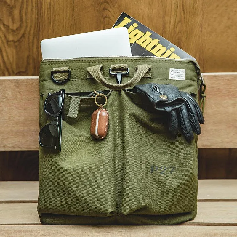 Vintage Helmet Canvas Crossbody Shoulder Bag