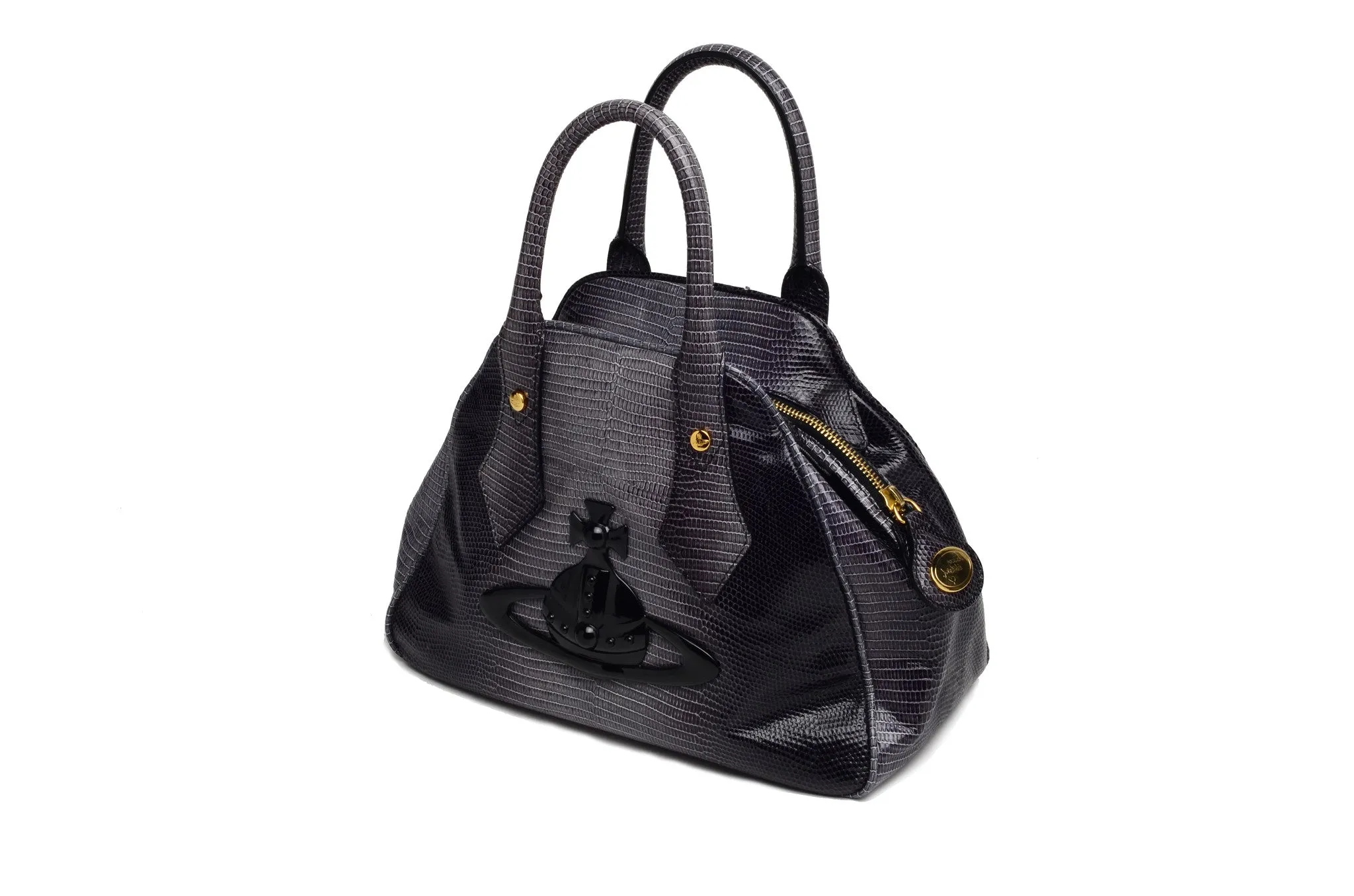 Vivienne Westwood - Gray and Black Zip Tote with Handles -